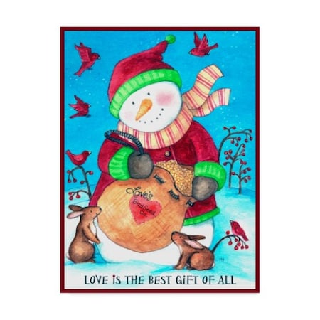 Melinda Hipsher 'Loves Bird Seeds Snowman With Border' Canvas Art,14x19